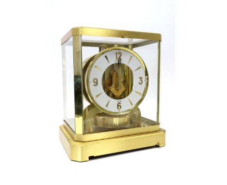 A Jaeger-Le-Coultre Atmos Gilt Brass Mantel Clock, with white chapter ring with Arabic numerals and batons stamped 324208, 23