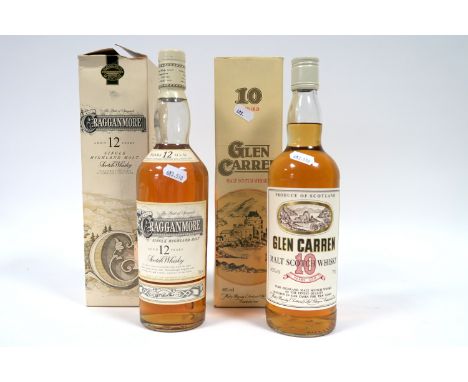 Whisky - Cragganmore Single Highland Malt Scotch Whisky Aged 12 Years, 70cl, 40% Vol. boxed; Glen Carren Malt Scotch Whisky 1