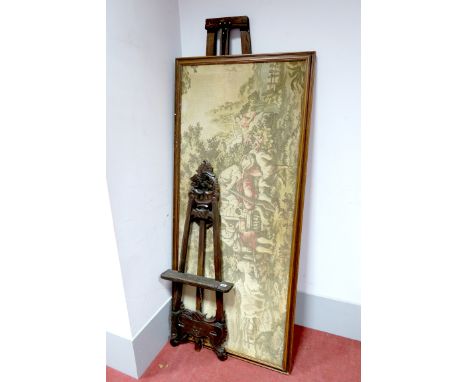 A XX Century Rectangular Belgium Style tapestry; together with easels (3).