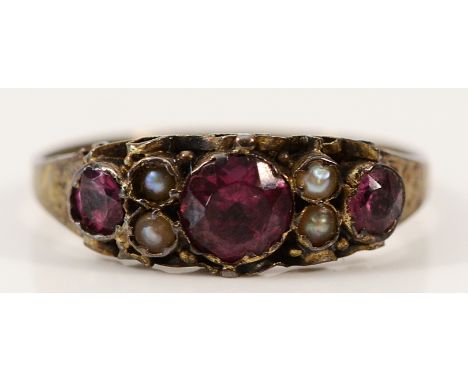 A 15ct gold paste and seed pearl dress ring, Birmingham 1873, K, 1.1g