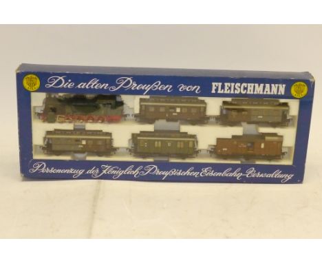 A Fleischmann HO Gauge 'Old Prussian' Steam Train Pack, comprising 0-10-0T locomotive 8177 in KPEV lined green/red, with five