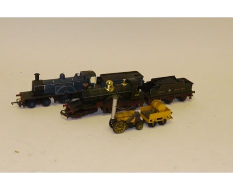 Unboxed Triang/Hornby OO Gauge 'Single-Driver' Locomotives and Tenders, comprising Stephenson's 'Rocket' locomotive with smok