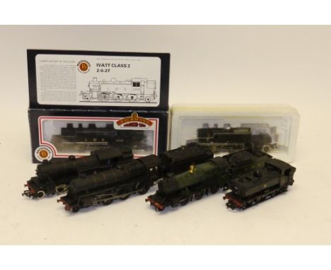 Bachmann OO Gauge Steam Locomotives,  comprising boxed LMS Ivatt 2-6-2T no 1206 in black, with unboxed GWR 'mogul' in green, 