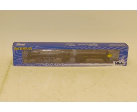 A Boxed American HO Gauge DCC-equipped 'Berkshire' Locomotive and Tender by Bachmann, the 2-8-4 in 'Pere Marquette' black wit
