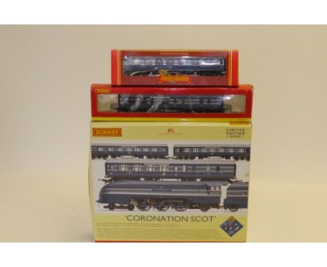Hornby (China) 00 Gauge blue Coronation Train Pack and additional coaches, R3092 comprising LMS blue Princess Coronation Clas