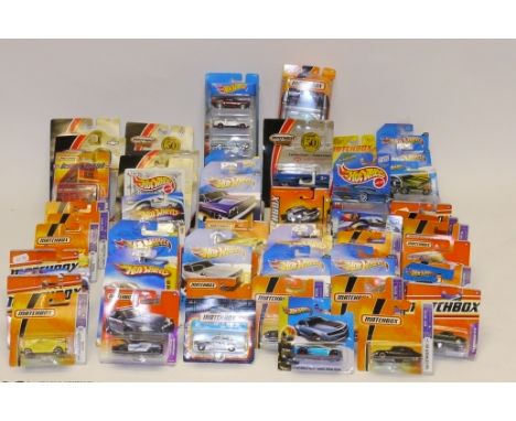 Packaged Modern Hot Wheels and Matchbox Models, All 1:64 scale vintage and modern private and commercial vehicles, mostly sho