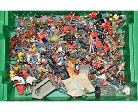Lot of hollow cast lead military and Wild West figures, Including, Hilco, Crescent, Fry ,Timpo and others F-G, a few P, (180+