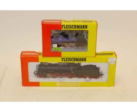 Fleischmann HO Gauge Prussian P8 and 2-6-0T Steam Locomotives, comprising ref 4160 P8 class 4-6-0 and tender no 38 2609 in DR