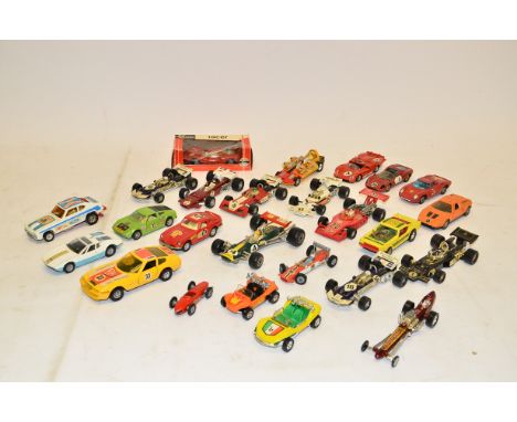 Post-War Play-Worn Competition and Sports Vehicles, Including Corgi whizzwheels, Formula racing models by Corgi, Dinky, Polit