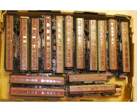 LMS/LMR OO Gauge Coaching Stock by Hornby Bachmann and Others, 30 assorted coaches, including 2 Hornby Mail vans, 5 LMR corri