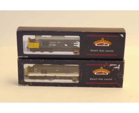 Bachmann 00 Gauge Class 37/4 Diesel Locomotives,  32-377 BR blue 37408 'Loch Rannoch' and 32-378 Intercity grey and white 374