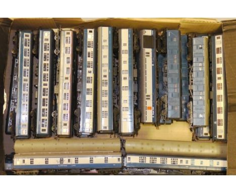 Unboxed Hornby and Other OO Gauge BR Blue/Grey Coaching Stock, including 13 Triang/Hornby Mk 1's, 5 Mk 2's, 4 Utility vans an