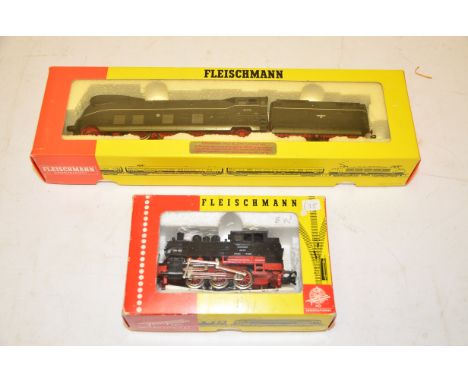 Fleischmann HO Gauge German Steam Locomotives, including ref 4172, DB streamlined class 03 4-6-2 no 03 1074, together with re
