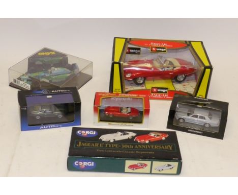 Autoart, Kyosho, Minichamps, Burago and others, A boxed group including 1:43 scale Autoart DB7 Vantage, Minichamps Bentley Ar