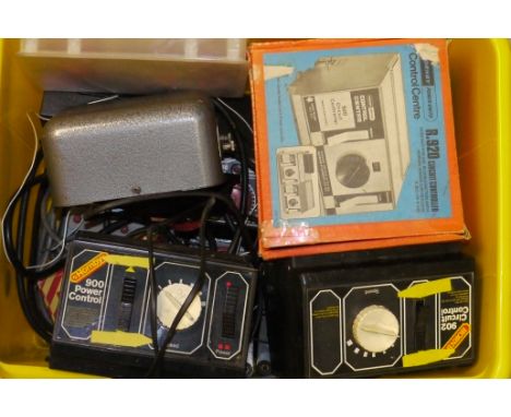 A Group of Hornby and Other Layout Controllers and Other Equipment, including Hornby 900 Power controller and 2 Circuit contr