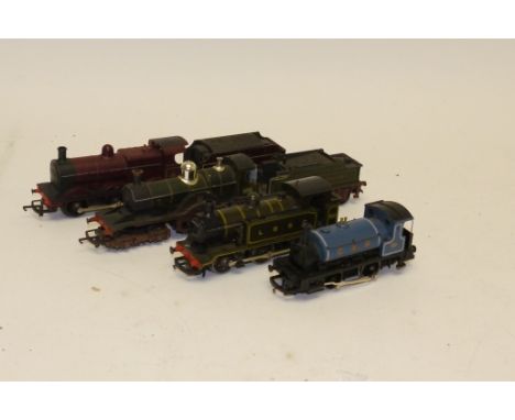 Unboxed Triang/Hornby OO Gauge 'Pre-Grouping' Locomotives and Tenders, comprising Midland crimson 3F 0-6-0 no 3775, GWR 4-2-2