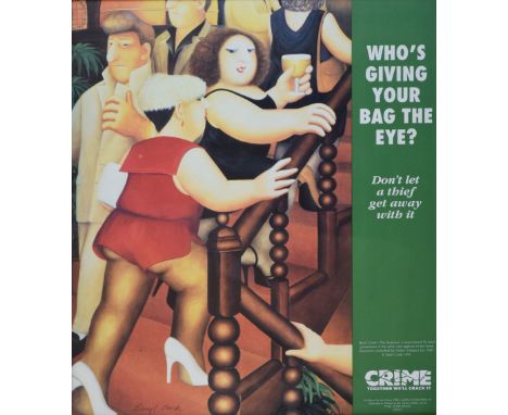 Beryl Cook - Coloured print - 'The Staircase', reproduced in association with the Home Office 'Crime - Together we'll crack i