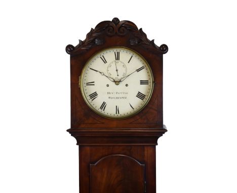 William IV or early Victorian mahogany-cased eight-day painted dial longcase clock, Henry Pottle, Winchester, (fl.1830-67), t