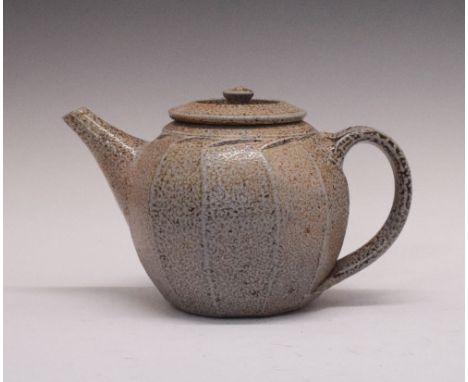 Richard Batterham (b.1936) - Studio Pottery - Stoneware cut-sided teapot, unmarked, 24cm long x 15cm high Condition: Old chip