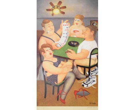 Beryl Cook (1926-2008) - Signed limited edition coloured print - 'Strip Poker', No.3/650, published by Alexander Gallery Ltd,