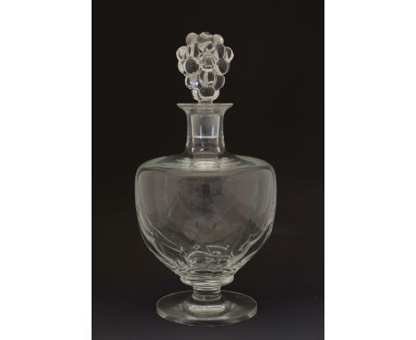 Lalique 'Clos Vougeot' crystal glass decanter, with moulded grape stopper, etched post-1945 marks to base, 27cm high Conditio