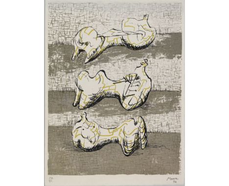 Henry Spencer Moore (1898-1986) - Lithograph - 'Three reclining figures', No.54/90, signed and dated '72 lower right, 30cm x 