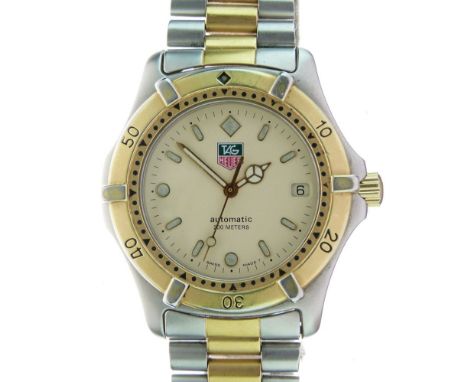 TAG Heuer - Gentleman's stainless steel and gold-plated automatic wristwatch, cream dial with luminous baton hour markers and