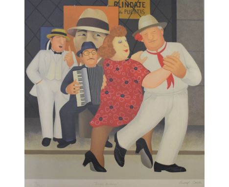 Beryl Cook (1926-2008) - Signed limited edition coloured print - 'Tango Busking', No.79/395, titled and signed in pencil to t