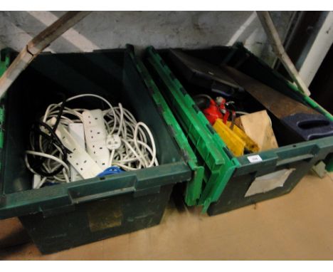 2 Boxes of hand tools, cables, etc.
