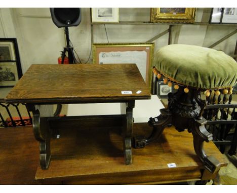 Victorian mahogany swivel piano stool & an oak stool