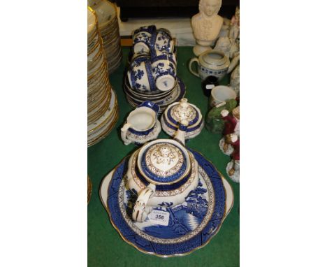 A Booth's real old willow pattern tea service for eight people,twenty eight pieces total.