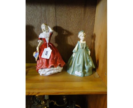 A Paragon lady "Spring" and Royal Worcester figure "Grandmother's Dress".