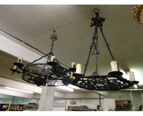 2 Wrought iron ceiling light fittings