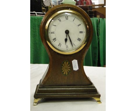 Edwardian mahogany balloon cased mantel clock