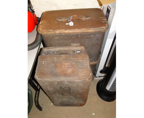 Victorian leather trunk & another