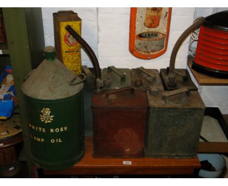 7 Petrol cans, a lamp oil can & an oil can