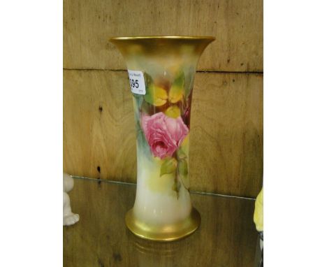 Royal Worcester vase with painted rose design, G 923, signed.