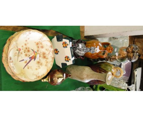1930s plaster children group, Carltonware lighter and moneybox, vases, etc.