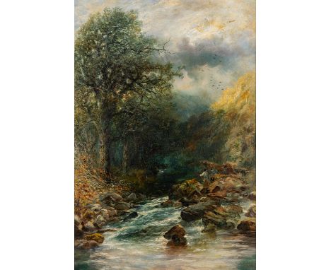 William Widgery (British, 1826-1893) -Landscape scenes with woodland streams -Pair of oils on board -Each 62 x 42cm - 74 x 54