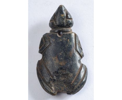 A Pre-Columbian, Costa Rica, dark green jade pendant in the form of a turtle, 6cm longFound by the vendor's grandfather Charl