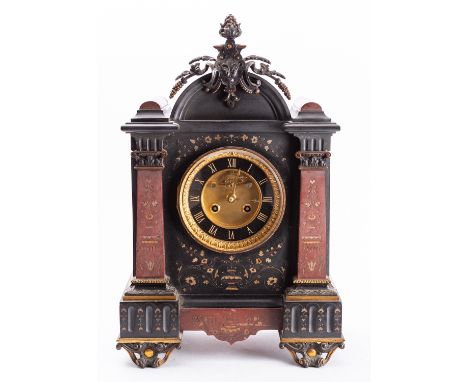 Samuel Marti, an Egyptian revival French marble mantel clock having an eight-day duration movement striking the hours and hal