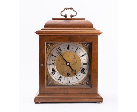 Elliott, London a walnut chiming mantel clock in the 17th century style for Dent, London having an eight-day duration movemen