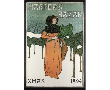 Louis John Rhead (American, 1857-1926) -Harper's Bazaar poster 'XMAS 1894' -93 x 63cm - 119 x 81cm framed -Colour lithograph 