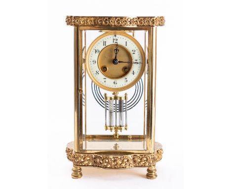 A French Victorian decorative four-glass mantel clock having an eight-day duration unsigned movement striking the hours and h