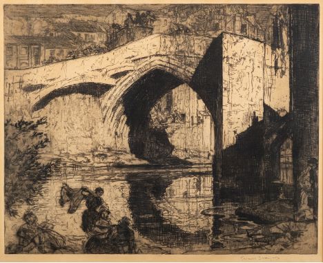 *Frank Brangwyn (1867-1956) - Bridge, Barnard Castle -Etching -44 x 55cm - 67 x 76cm framed -Signed in pencil bottom right ma