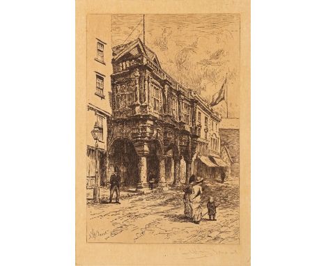 Nathaniel Hughes John Baird (1865-1936) -Architectural and interior views in and around Exeter -Eleven etchings -Each approxi