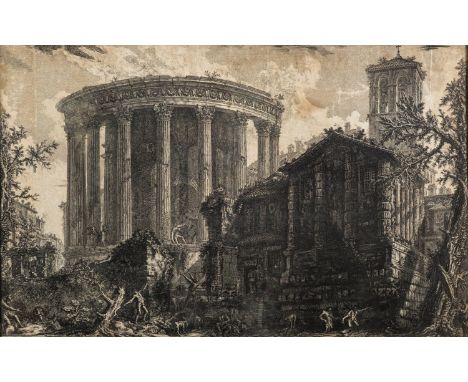 Giovanni Battista Piranesi (Italian, 1720-1778) -Veduta del Tempio della Sibilla in Tivoli -Etching on laid paper (trimmed) -