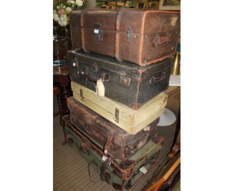 A SELECTION OF VINTAGE SUITCASES VARIOUS 