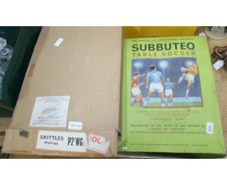 A BOXED SUBBUTEO TABLE SOCCER GAME together with boxed set of table skittles 