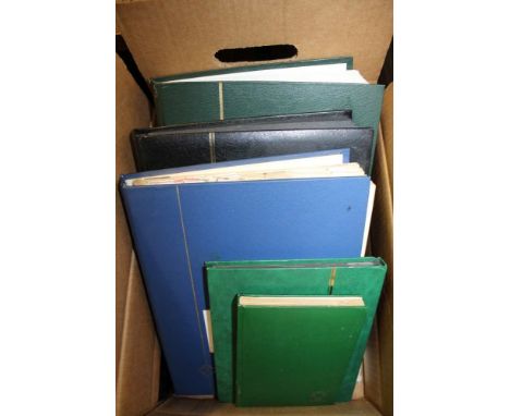 A BOX CONTAINING A SELECTION OF STAMP STOCK BOOKS the majority GB &amp; The Commonwealth 